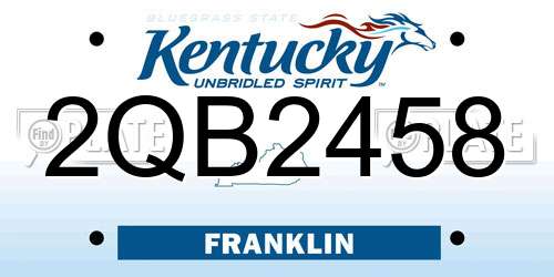 2QB2458 Kentucky License Plate