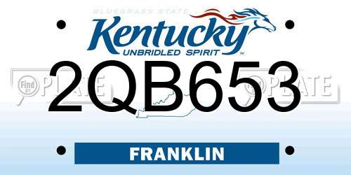 2QB653 Kentucky License Plate