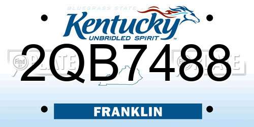 2QB7488 Kentucky License Plate