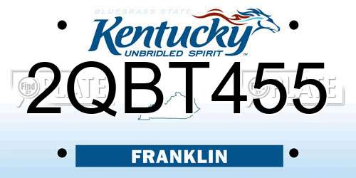 2QBT455 Kentucky License Plate