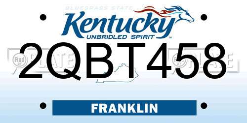 2QBT458 Kentucky License Plate