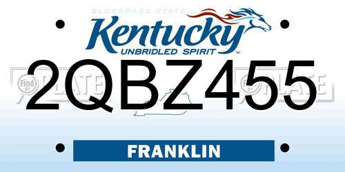 2QBZ455 Kentucky License Plate