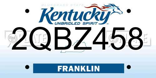 2QBZ458 Kentucky License Plate