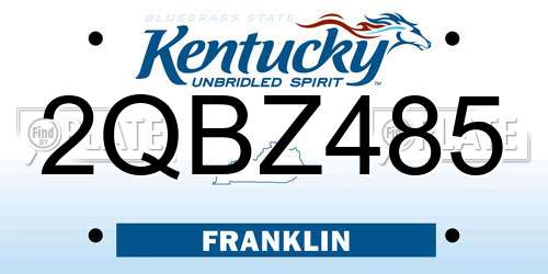 2QBZ485 Kentucky License Plate