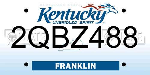 2QBZ488 Kentucky License Plate