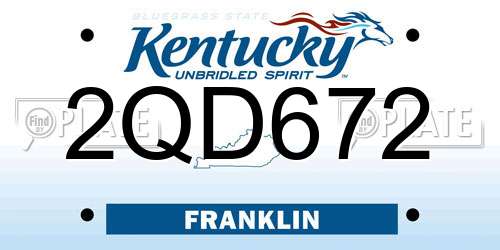 2QD672 Kentucky License Plate