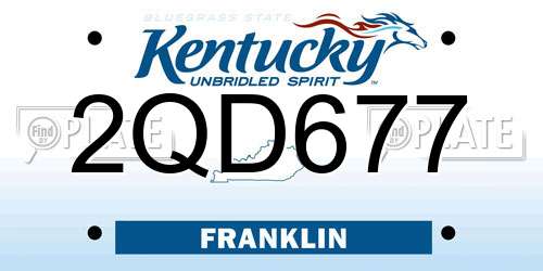 2QD677 Kentucky License Plate