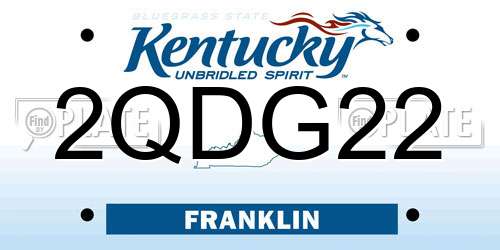 2QDG22 Kentucky License Plate