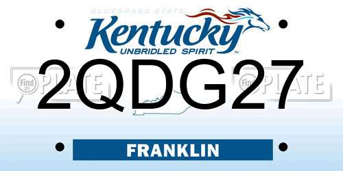 2QDG27 Kentucky License Plate