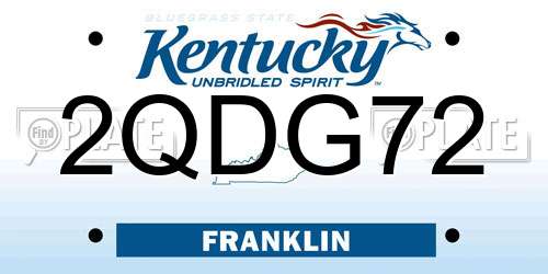 2QDG72 Kentucky License Plate