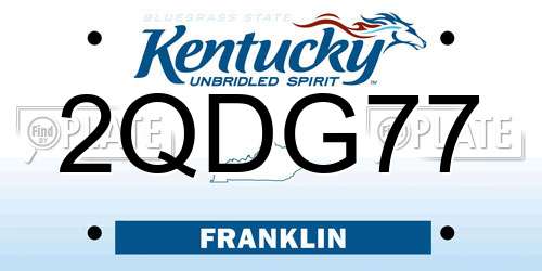 2QDG77 Kentucky License Plate