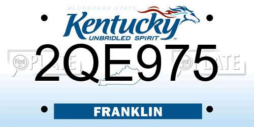 2QE975 Kentucky License Plate