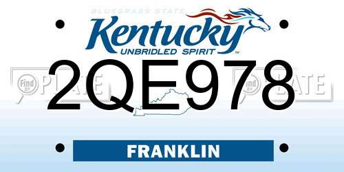 2QE978 Kentucky License Plate