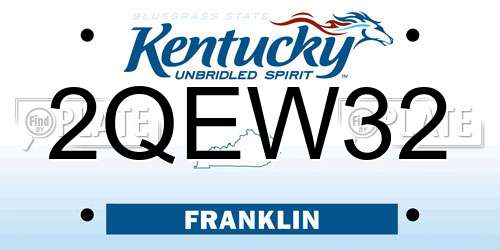 2QEW32 Kentucky License Plate