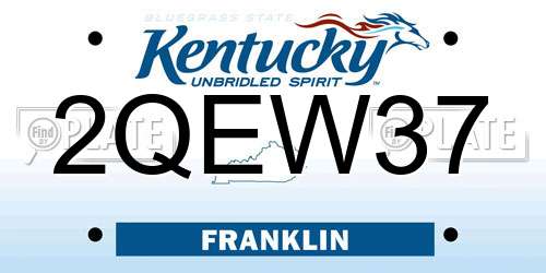 2QEW37 Kentucky License Plate