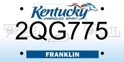 2QG775 Kentucky License Plate