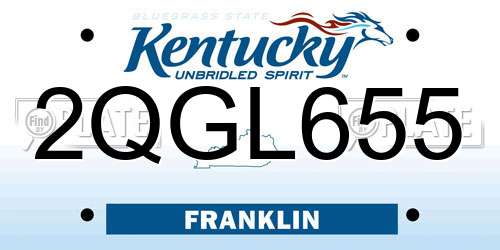 2QGL655 Kentucky License Plate