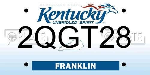 2QGT28 Kentucky License Plate