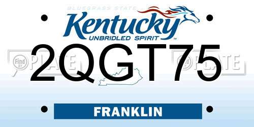2QGT75 Kentucky License Plate