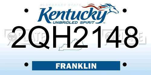 2QH2148 Kentucky License Plate