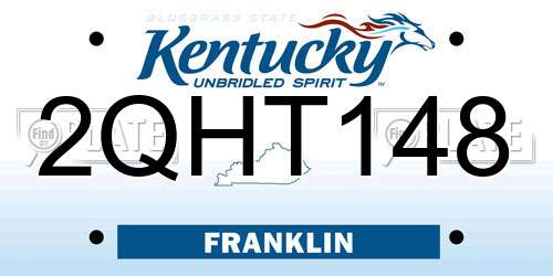 2QHT148 Kentucky License Plate