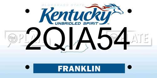 2QIA54 Kentucky License Plate