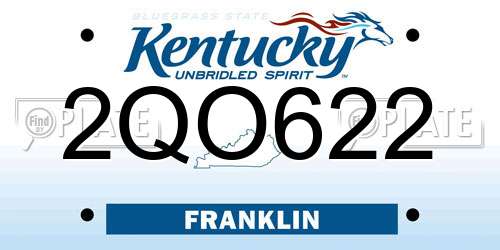 2QO622 Kentucky License Plate