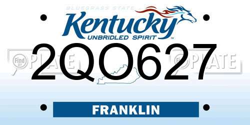 2QO627 Kentucky License Plate