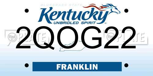2QOG22 Kentucky License Plate