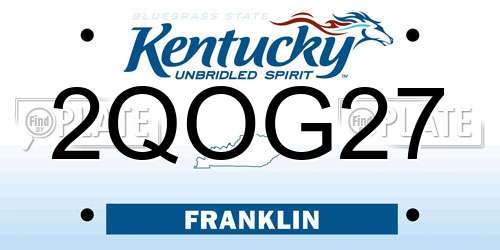 2QOG27 Kentucky License Plate
