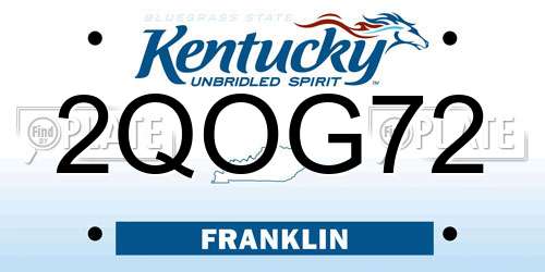 2QOG72 Kentucky License Plate