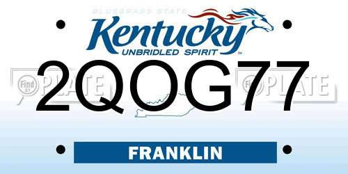 2QOG77 Kentucky License Plate