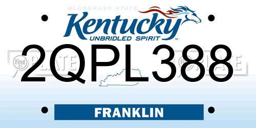 2QPL388 Kentucky License Plate