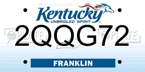 2QQG72 Kentucky License Plate