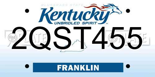 2QST455 Kentucky License Plate