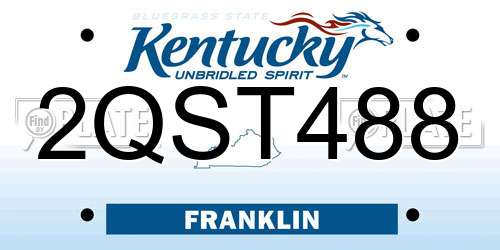 2QST488 Kentucky License Plate