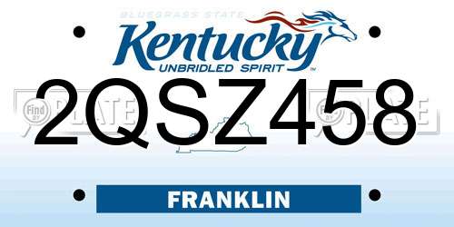2QSZ458 Kentucky License Plate