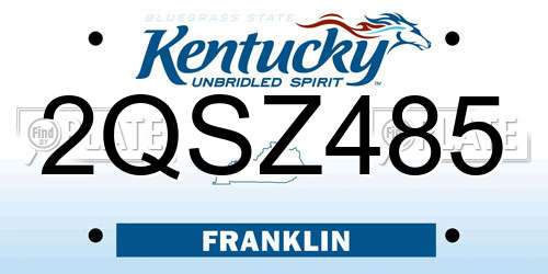 2QSZ485 Kentucky License Plate