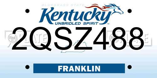2QSZ488 Kentucky License Plate