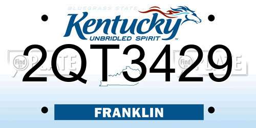 2QT3429 Kentucky License Plate