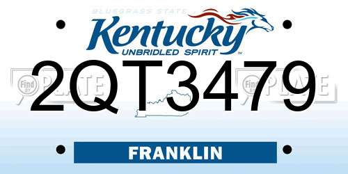 2QT3479 Kentucky License Plate