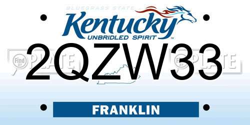 2QZW33 Kentucky License Plate