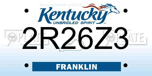 2R26Z3 Kentucky License Plate
