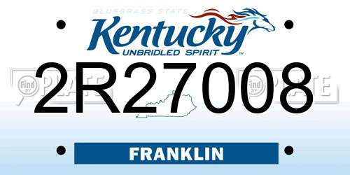 2R27008 Kentucky License Plate
