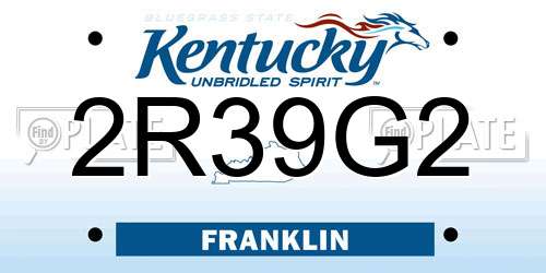2R39G2 Kentucky License Plate