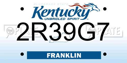 2R39G7 Kentucky License Plate