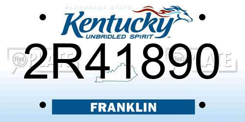 2R41890 Kentucky License Plate