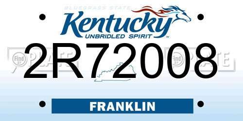 2R72008 Kentucky License Plate