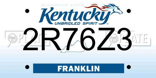 2R76Z3 Kentucky License Plate