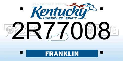 2R77008 Kentucky License Plate